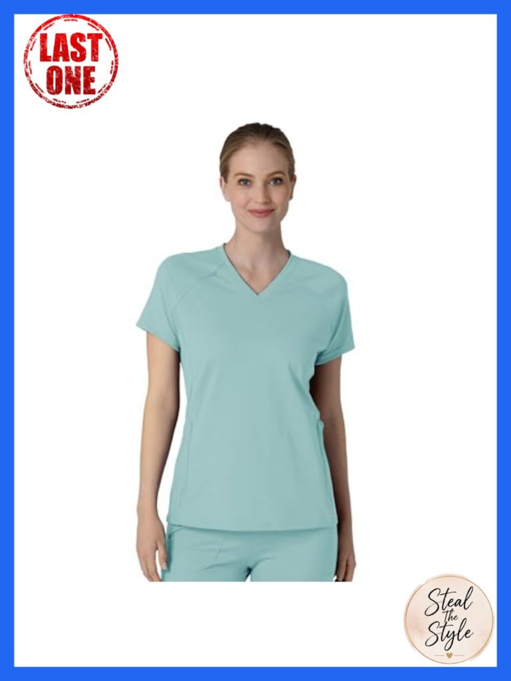 Women's V-Neck Raglan Knit Scrub Top with Pockets